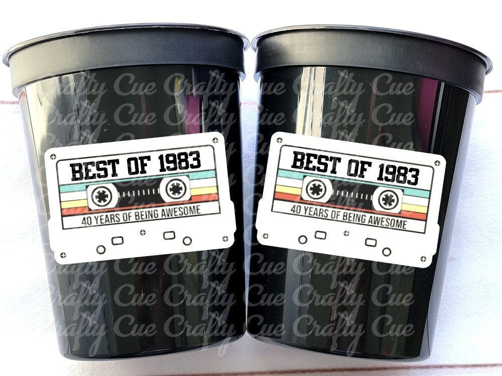 40th PARTY CUPS - Best of 1983 40th Birthday Party 40th Birthday Favors 40th Party Cups 40th Party Decorations 1983 Birthday Party Cups 80s