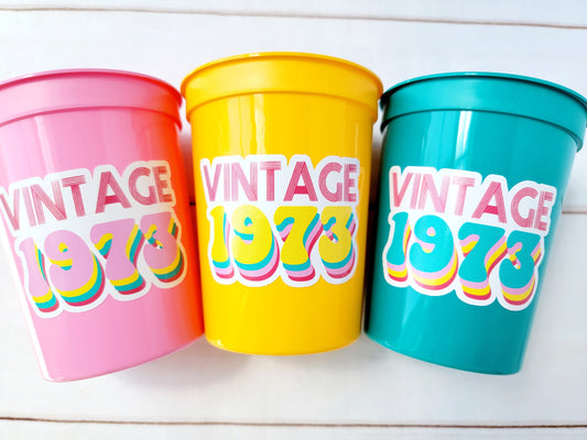 50th PARTY CUPS - Vintage 1973 50th Birthday Party 50th Birthday Favors 50th Party Cups 50th Party Decorations 1973 Birthday Party Cups 50th