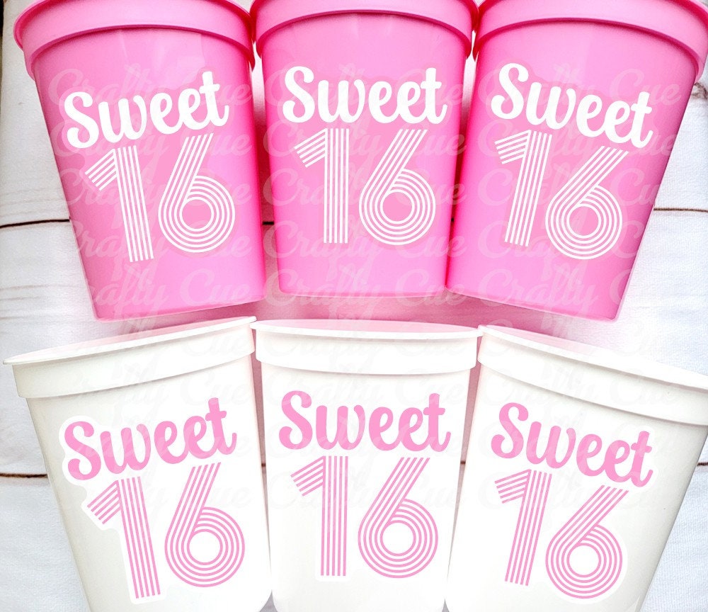 SWEET 16 PARTY Cups - Reuseable Sweet Sixteen Party Cups Sweet 16 Party Cups Sweet 16 Party Favors Sweet 16 Party Favors 16th Birthday Party