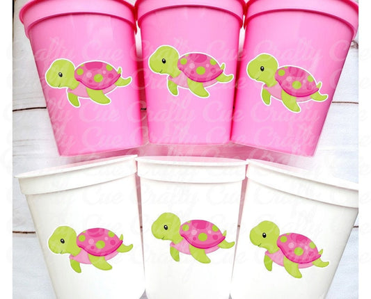 TURTLE PARTY CUPS - Turtle Cups Turtle Decorations Turtle Birthday Turtle Party Turtle Party Favors Turtle Baby Shower Baby Sprinkle