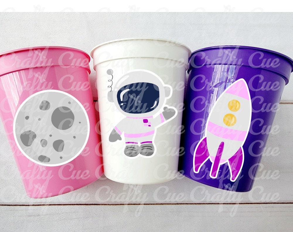 Girl Space Party Cups Galaxy Party Cups Space Birthday Cup Outer Space Birthday Rocket Party Planet Party Astronaut Birthday Party Space Cup