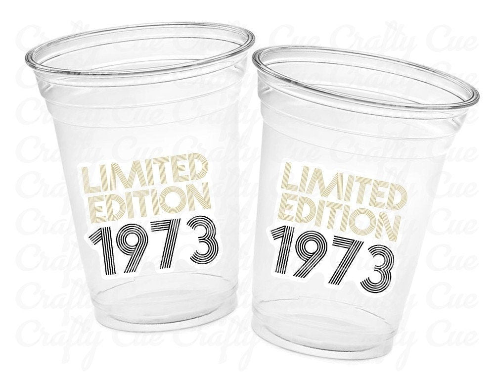 50th PARTY CUPS -Limited Edition 1973 50 and Fabulous 50th Birthday Party 50th Birthday Favors 50th Party Cups 50th Party Decorations 1973