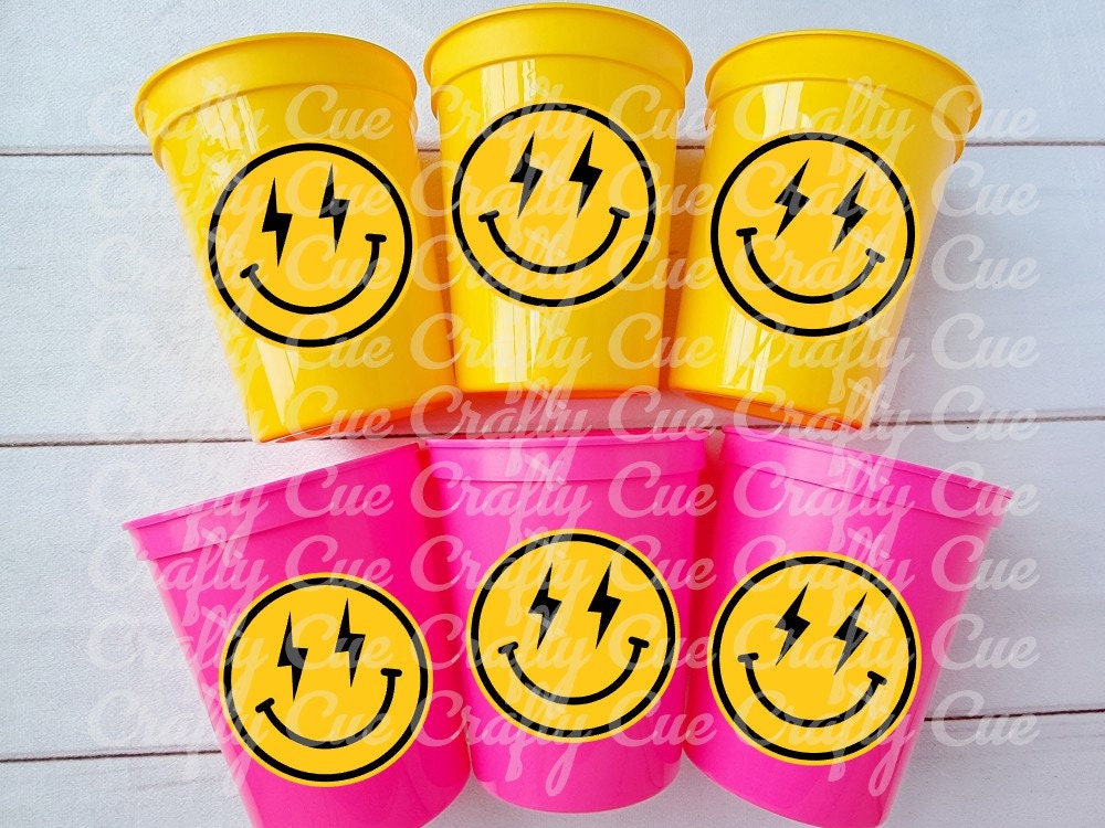 Happy FACE CUPS - One Happy Girl 1st Birthday Happy Happy Face First Birthday Happy Happy Face Cups Happy Face Favors Happy Face