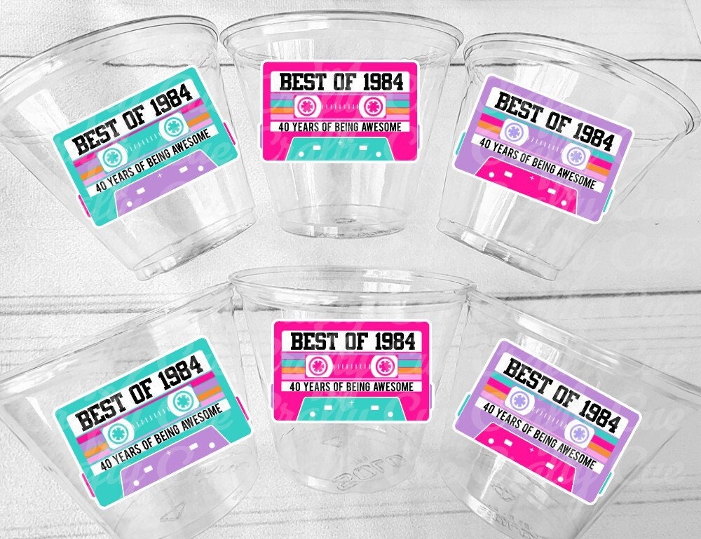 Disposable Pink 40th Party Cups - Best of 1984, 40th Birthday Party 40th Birthday Favors 40th Party Cups 40th Party, 1984 Birthday Party