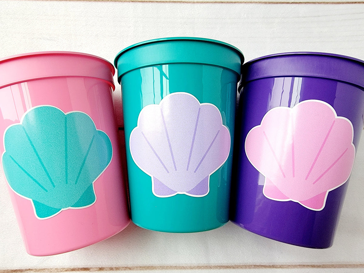 MERMAID PARTY CUPS Seashell Party Cups Mermaid Birthday Cups Mermaid Party Cups Mermaid Party Decorations Mermaid Party Favors Under The Sea