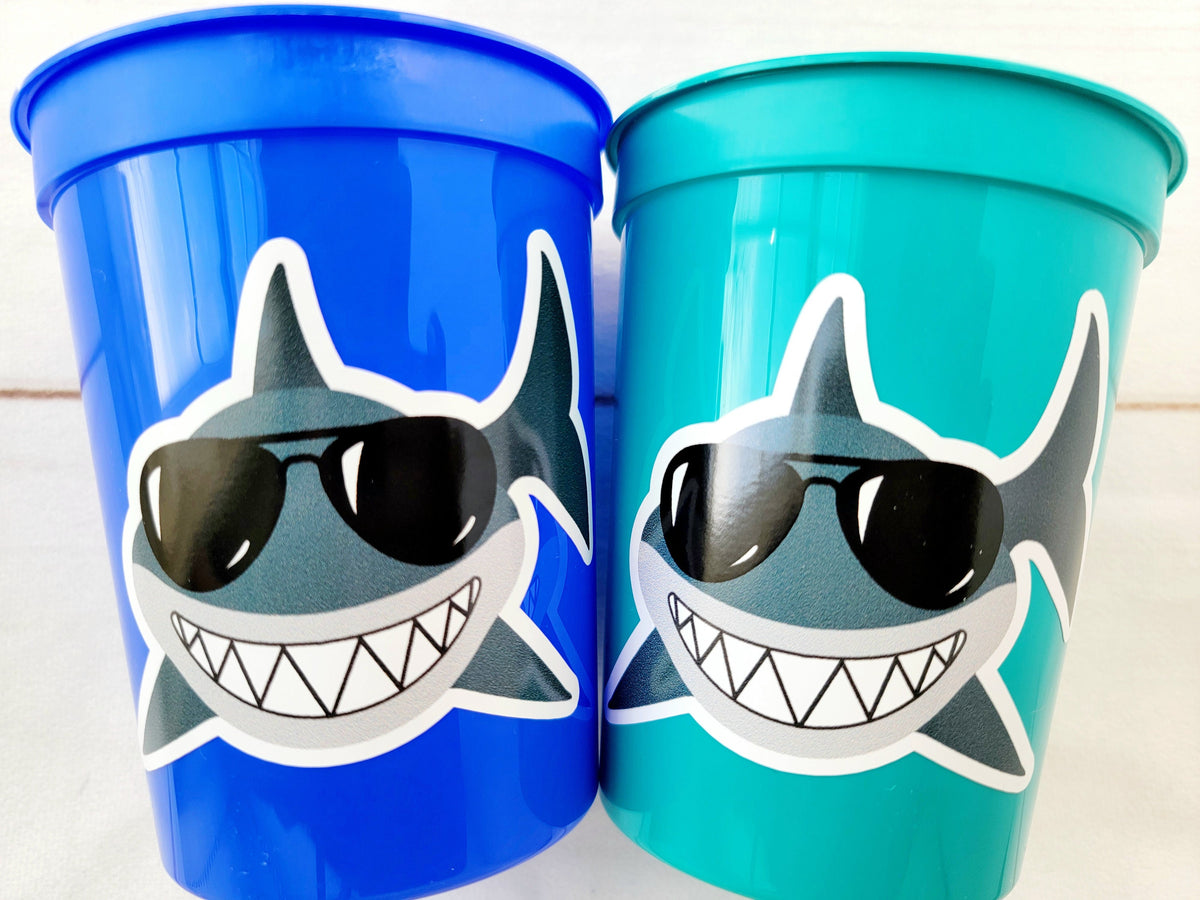 SHARK PARTY CUPS - Shark Treat Cups Shark Birthday Cups Shark Birthday Party Cups Shark Party Favors Shark Party Supplies Shark Decorations