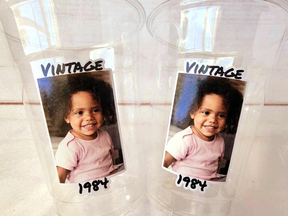 Custom Plastic Party Cups Personalized Party Cups Personaized 30th Personalized 40th Birthday Cups 1984 Custom Face 1994 Vintage 40th Cups
