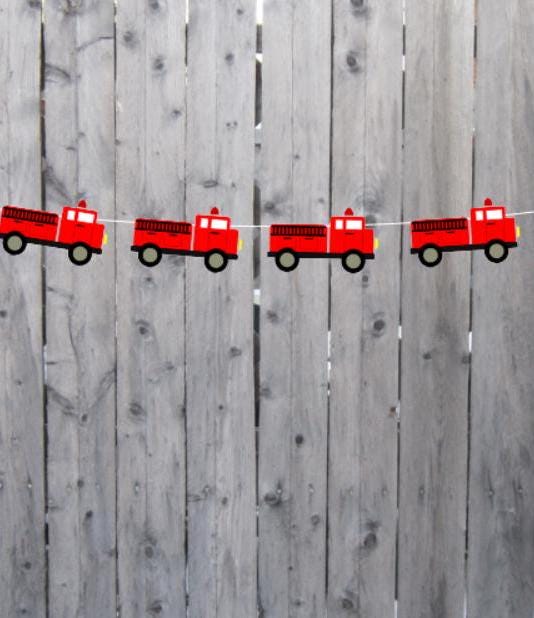 Firetruck Garland, Firetruck Banner, Firetruck Party Banner, Firetruck Decorations, Firetruck Party Sign
