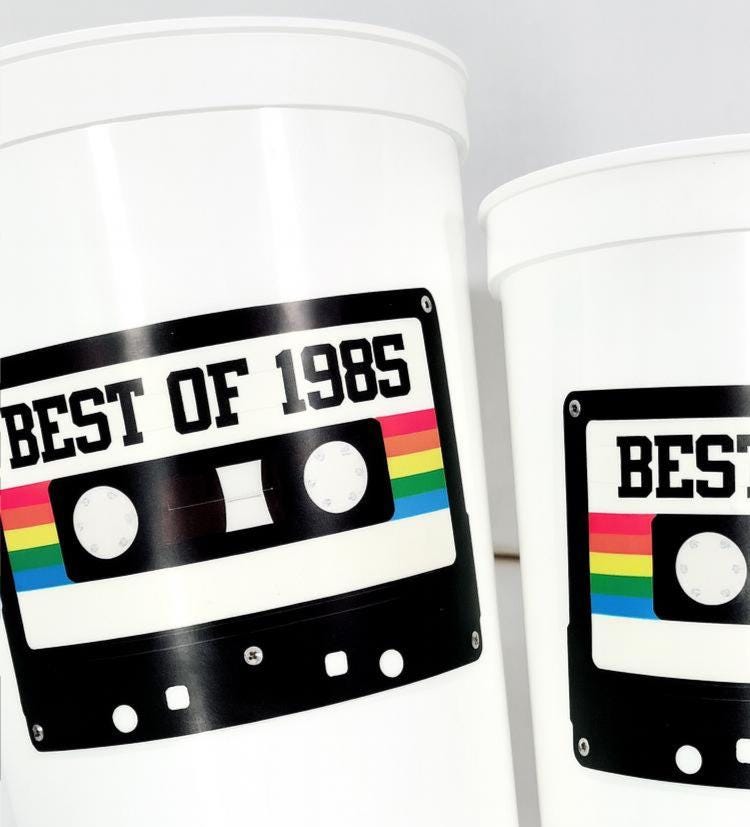 40th PARTY CUPS - Best of 1985 40th Birthday Party 40th Birthday Favors 40th Party Cups 40th Party Decorations 1985 Birthday Party Cups 80s