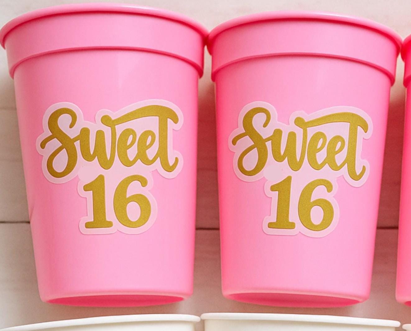 SWEET 16 PARTY Cups - Reuseable Sweet Sixteen Party Cups Sweet 16 Party Cups Sweet 16 Party Favors Sweet 16 Party Favors 16th Birthday Party