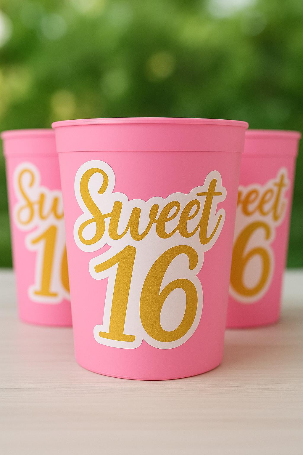SWEET 16 PARTY Cups - Reuseable Sweet Sixteen Party Cups Sweet 16 Party Cups Sweet 16 Party Favors Sweet 16 Party Favors 16th Birthday Party