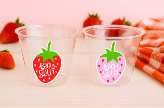 STRAWBERRY PARTY CUPS Strawberry Birthday Cups Strawberry Cup First Birthday Strawberry Party Decorations Strawberry Baby Shower Berry Sweet