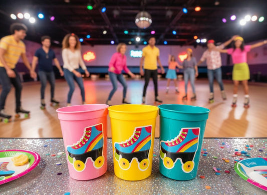 ROLLER SKATE PARTY Cups - Roller Skating Birthday Cups Skate Party Favors Skating Party Cups Roller Skating Birthday 80's Birthday Party