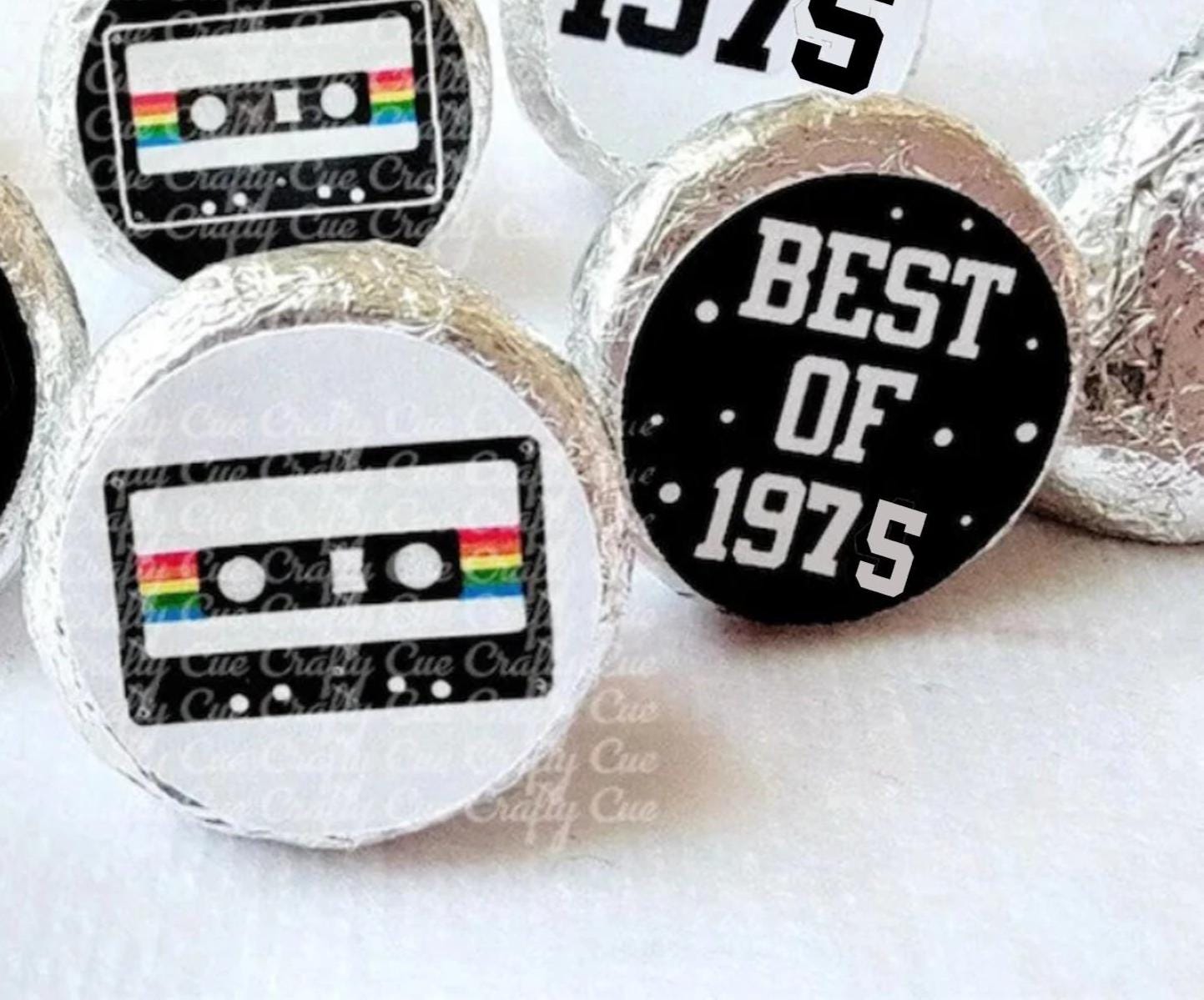 180 - 50th Birthday Cassette Tape Stickers 50th Birthday Party Favor Stickers for Candy Vintage 1975 40th Birthday Best of 1975 Birthday