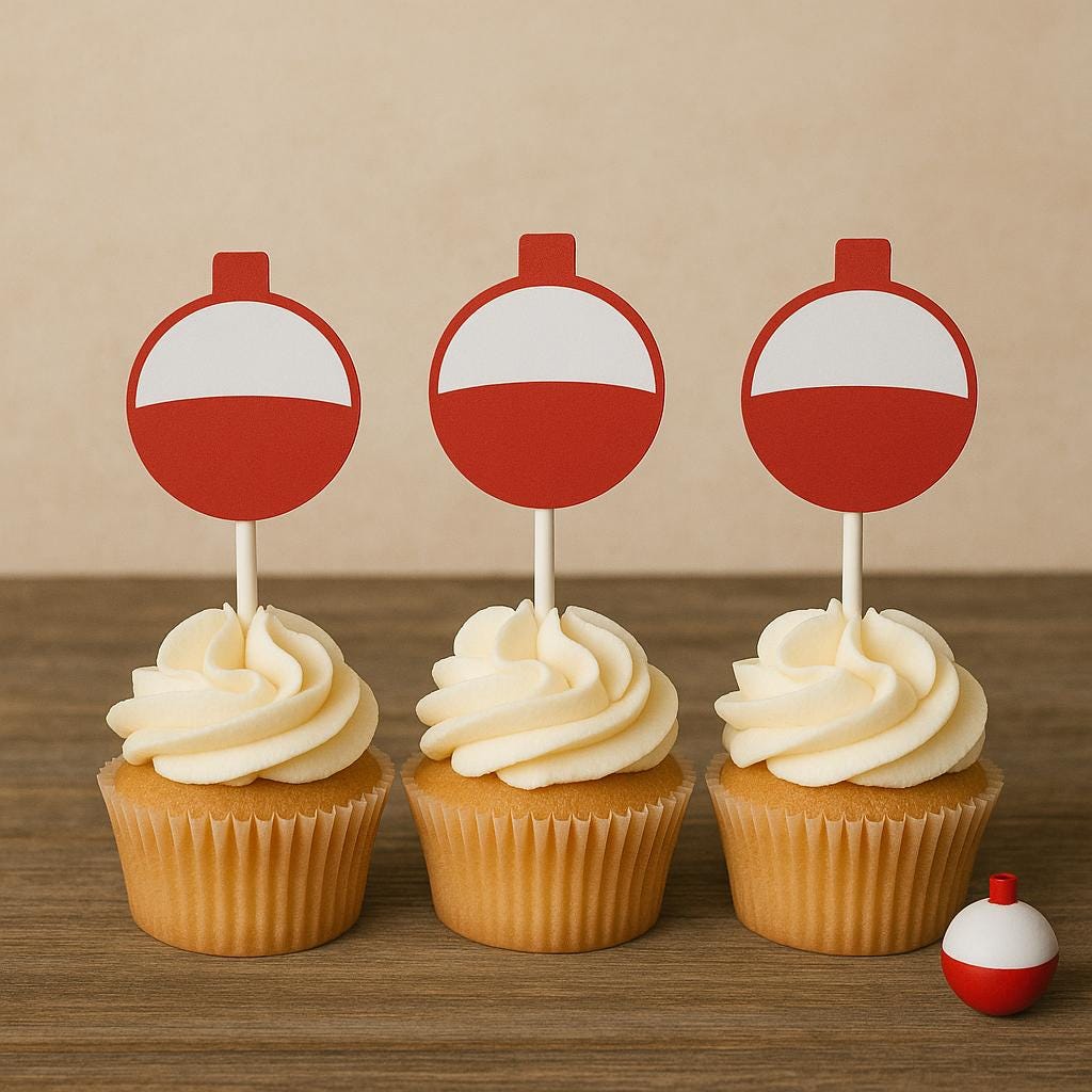Fishing Cupcake Toppers, Fishing Bobber Cupcake Toppers, Fishing Party Cupcake Toppers, Fishing Birthday, Fishing Party, Fishing Baby Shower