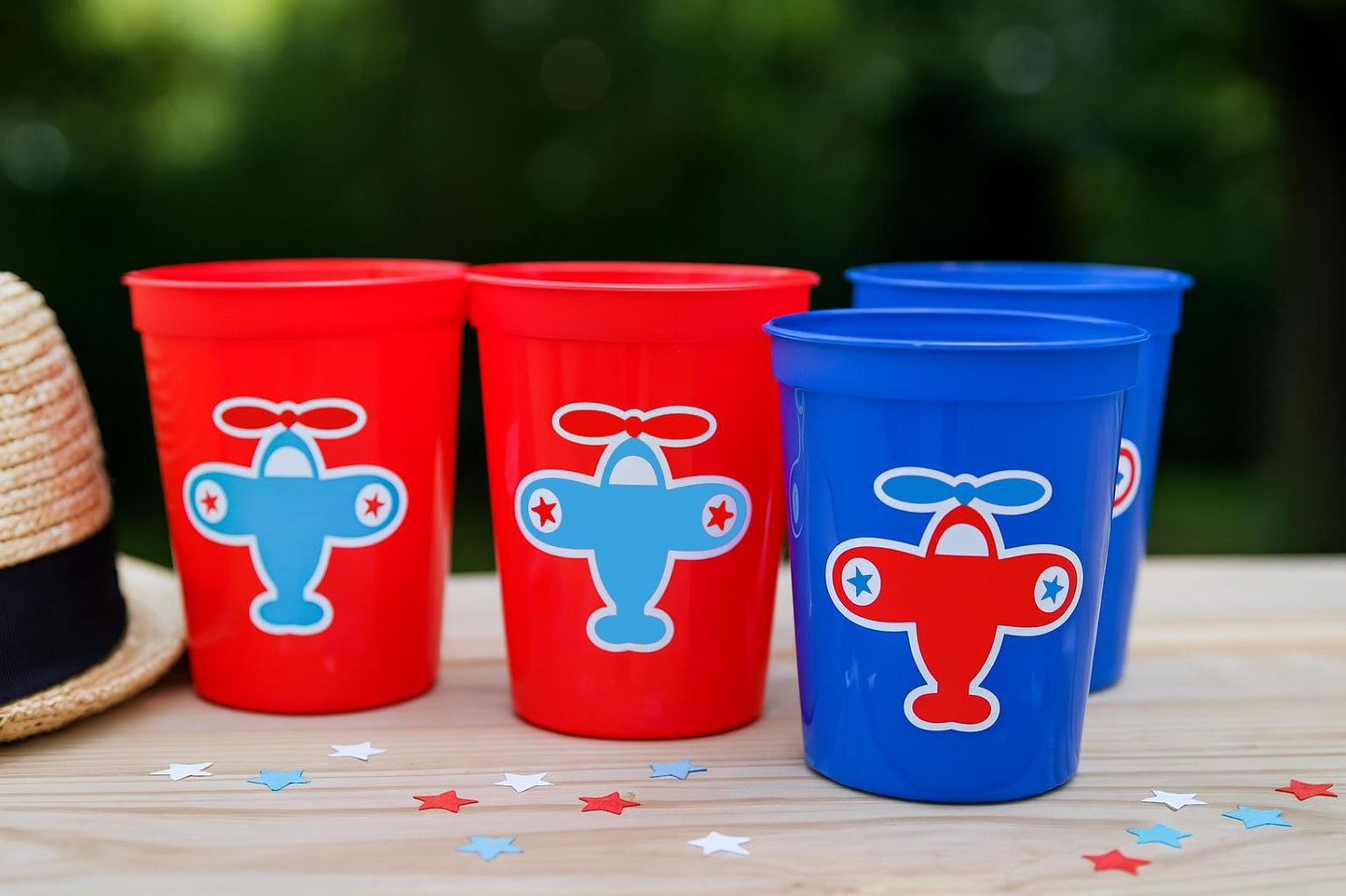 Airplane Party Cups – Reusable Airplane Birthday Party Favors, Aviation Theme Kids Party Decorations, Plane Birthday Supplies, Plane Party