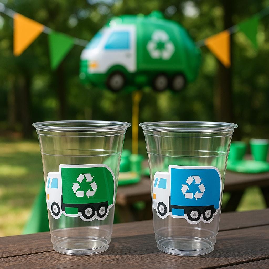 GARBAGE TRUCK PARTY Cups - Garbage Truck Treat Cups Garbage Truck Party Favors Garbage Truck Birthday Favors Trash Garbage Birthday Recycle