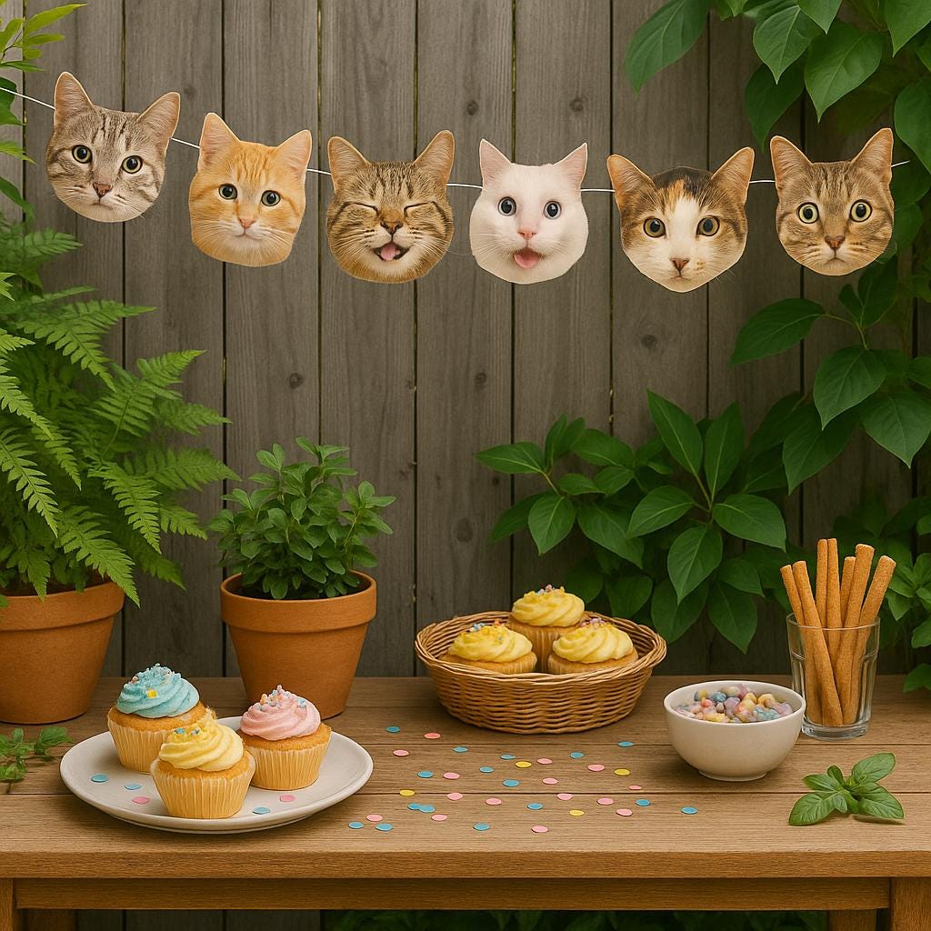 Cat Faces Garland, Cat Banner, Cat Birthday Party, Cat Party Decorations, Kitty Banner, Pet Party Banner, Cat Lovers Banner Garland, Decor