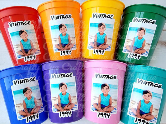 Custom Plastic Party Cups Personalized Party Cups Personalized 30th Birthday Cups Vintage 30th Cups 1995 Custom Face Party Cups Decorations