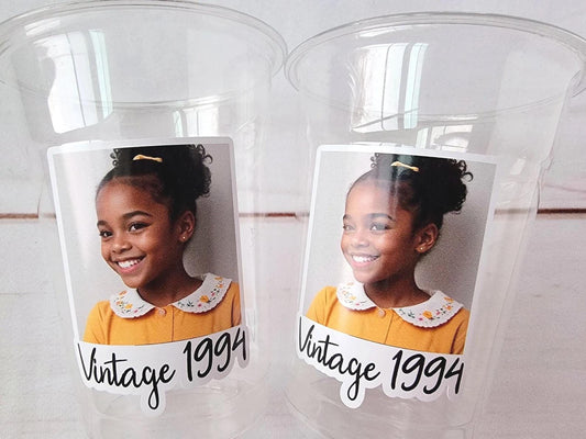 Custom Plastic Party Cups Personalized Party Cups Personalized 40th Birthday Cups Vintage 40th Cups Custom Face Party Cups Decorations