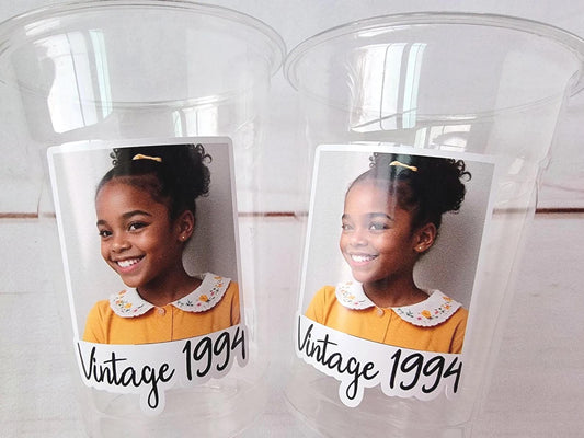 Custom Plastic Party Cups Personalized Party Cups Personalized 40th Birthday Cups Vintage 40th Cups Custom Face Party Cups Decorations