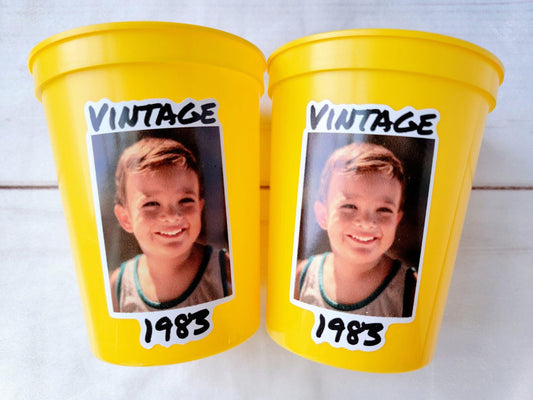 Custom Plastic Party Cups Personalized Party Cups Personalized 40th Birthday Cups Vintage 40th Cups 1985 Custom Face Party Cups Decorations