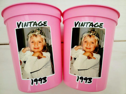 Custom Plastic Party Cups Personalized Party Cups Personalized 30th 40th 50th Birthday Cups Vintage Year Cups Face Party Cups Decorations