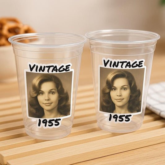 Custom Plastic Cups, Personalized Party Cups, 70th Birthday, Personalized 70th Birthday, Custom Face Cups, Custom Party decorations, Favors