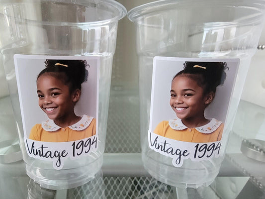 Custom Plastic Party Cups Personalized Party Cups Personalized 40th Birthday Cups Vintage 40th Cups Custom Face Party Cups Decorations