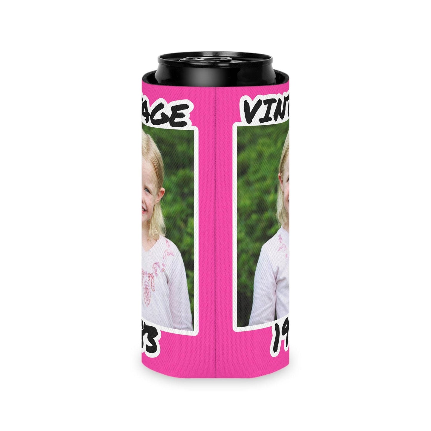Personalized Can Cooler, 1984 Can Cooler, Custom Picture Can Cooler, Bachelorette Party Favors, Custom Birthday Favor, 40th Favors, Slim Can