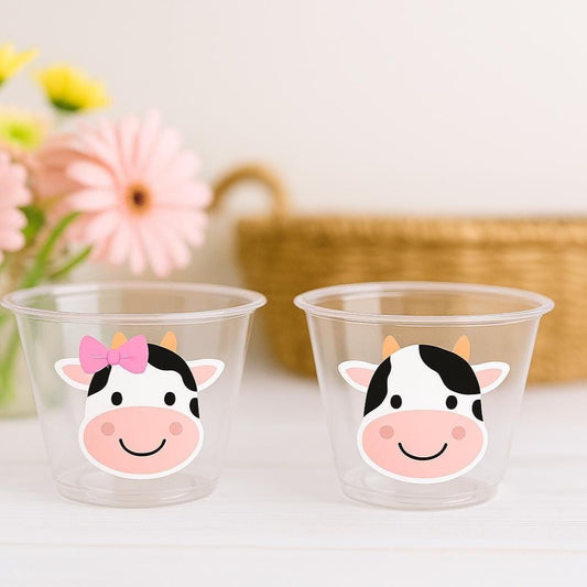 COW PARTY CUPS - Cow Cups Cow Birthday Cups Farm Animal Cups Cow Party Favors Farm Cow Baby Shower Cow First Birthday Cow Party Decorations