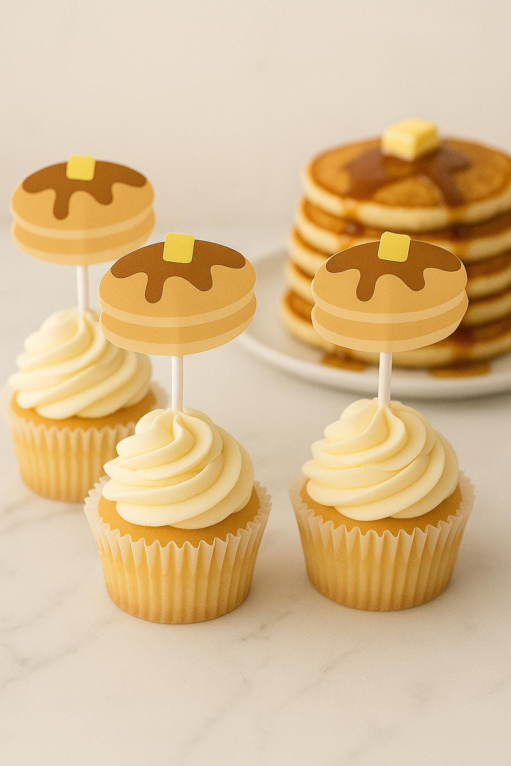 Pancake Cupcake Toppers, Pancakes and Pajamas Decorations, Pancake Cake Toppers, Pancake Party Supplies, Pancake Birthday Party, Sleepover