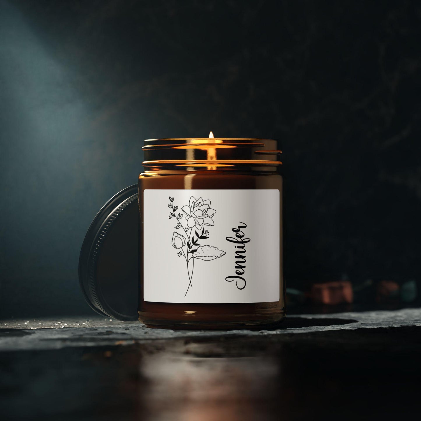 Custom Birth Flower Candle, Personalized Birth Flower Candy, Birthday Gift for Her, Friend Gift, Bachelorette Gift, Soy Candle