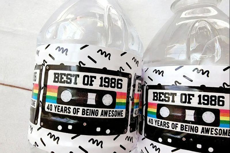 40th Birthday Water Bottle Labels 40th Birthday Water Bottle Favors 1985 Cassette Tape Water Bottle Labels 1985 Favors Vintage 1985