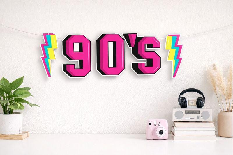 90s Party Banner, Retro Birthday Banner, Custom 90s Theme Party Decor, Personalized Throwback Birthday Sign