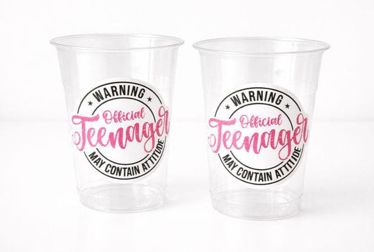 13th Birthday Party Cups - Warning Official Teenager Teenager Party Cups 13th birthday Party Favors 13th Party Decorations Teen Birthday Cup