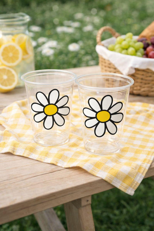 DAISY CUPS - Daisy Birthday Party Cups Daisy Baby Shower Cups Floral Party Cups Flower Party Cups Daisy Party Favors Daisy Flower Cup Flower