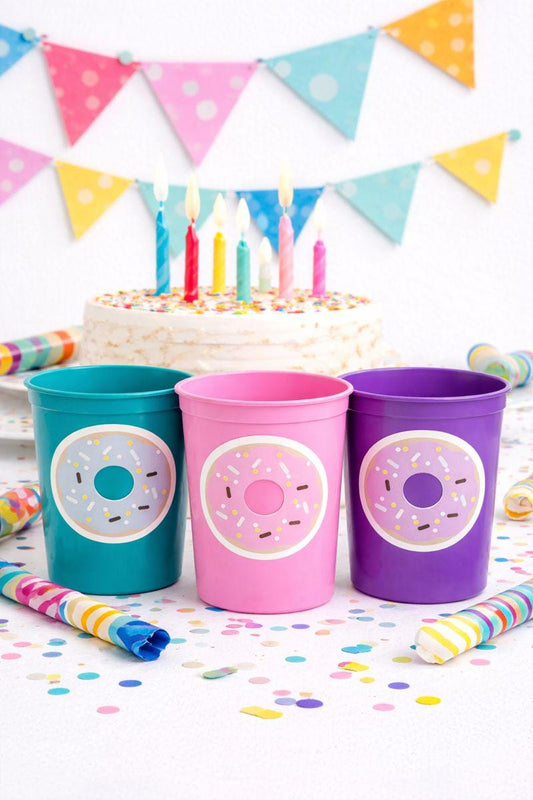 DONUT PARTY CUPS- Donut Birthday Party Donut Grow Up Donut Party Decoration Donut Birthday Decoration Donut First Birthday Donut Baby Shower