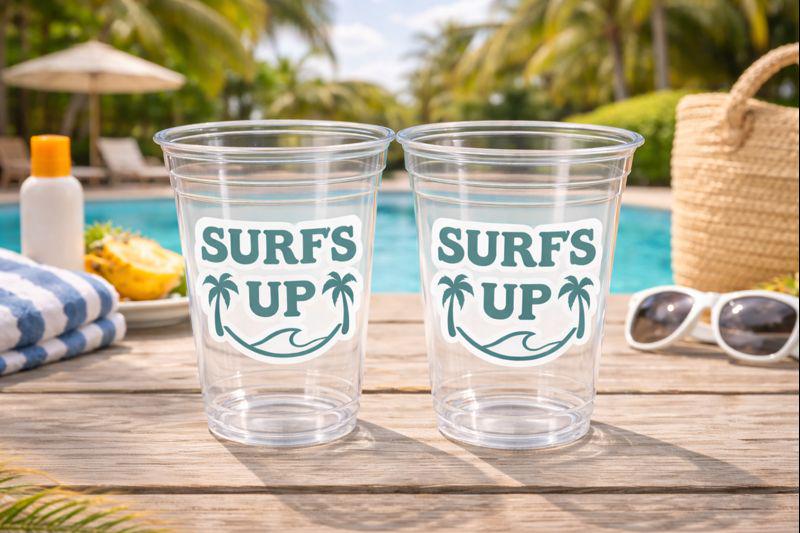 Surf Birthday Cups, The Big One Cups, 1st Birthday Party Cups, Surf Birthday Party Favors, Boy Surfing Cups, Surfs Up, Surfer, Catch A Wave