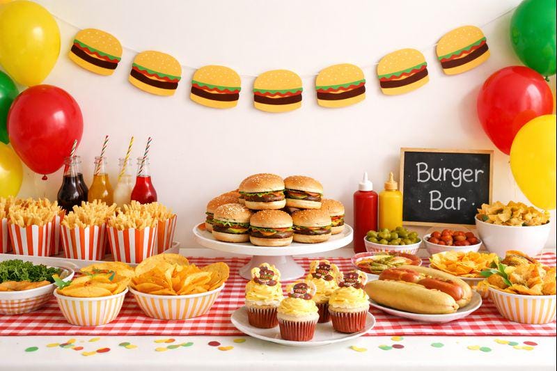 Hamburger Garland, Hamburger Banner, Fast Food Banner, Fast Food Garland, Photo Prop