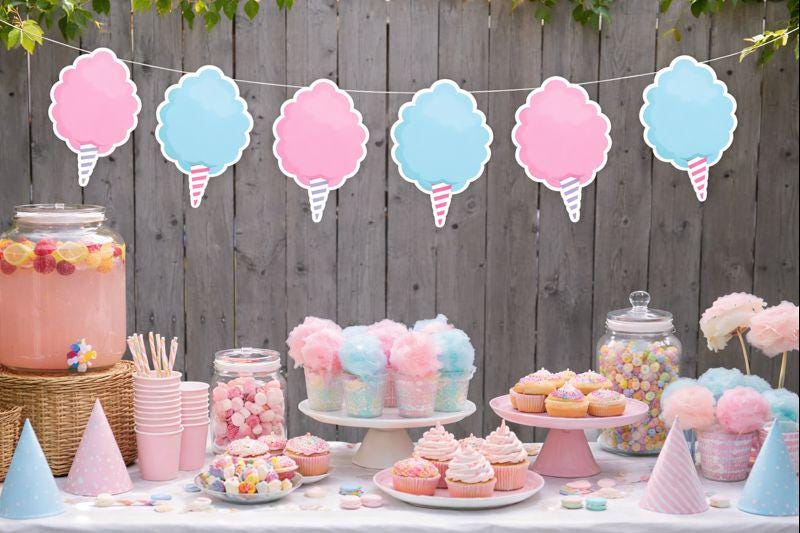 COTTON CANDY Garland, Candy Birthday Decoration, Candy Garland, Candy Bar Banner, Candy Birthday, Candy Decoration, Candy Buffet, Photo Prop
