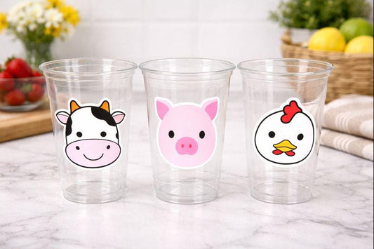 FARM PARTY Cups - Farm Cups Farm Animal Cups Farm First Birthday Farm Baby Shower Barnyard Party Farm Birthday Decorations Farm Party Favors
