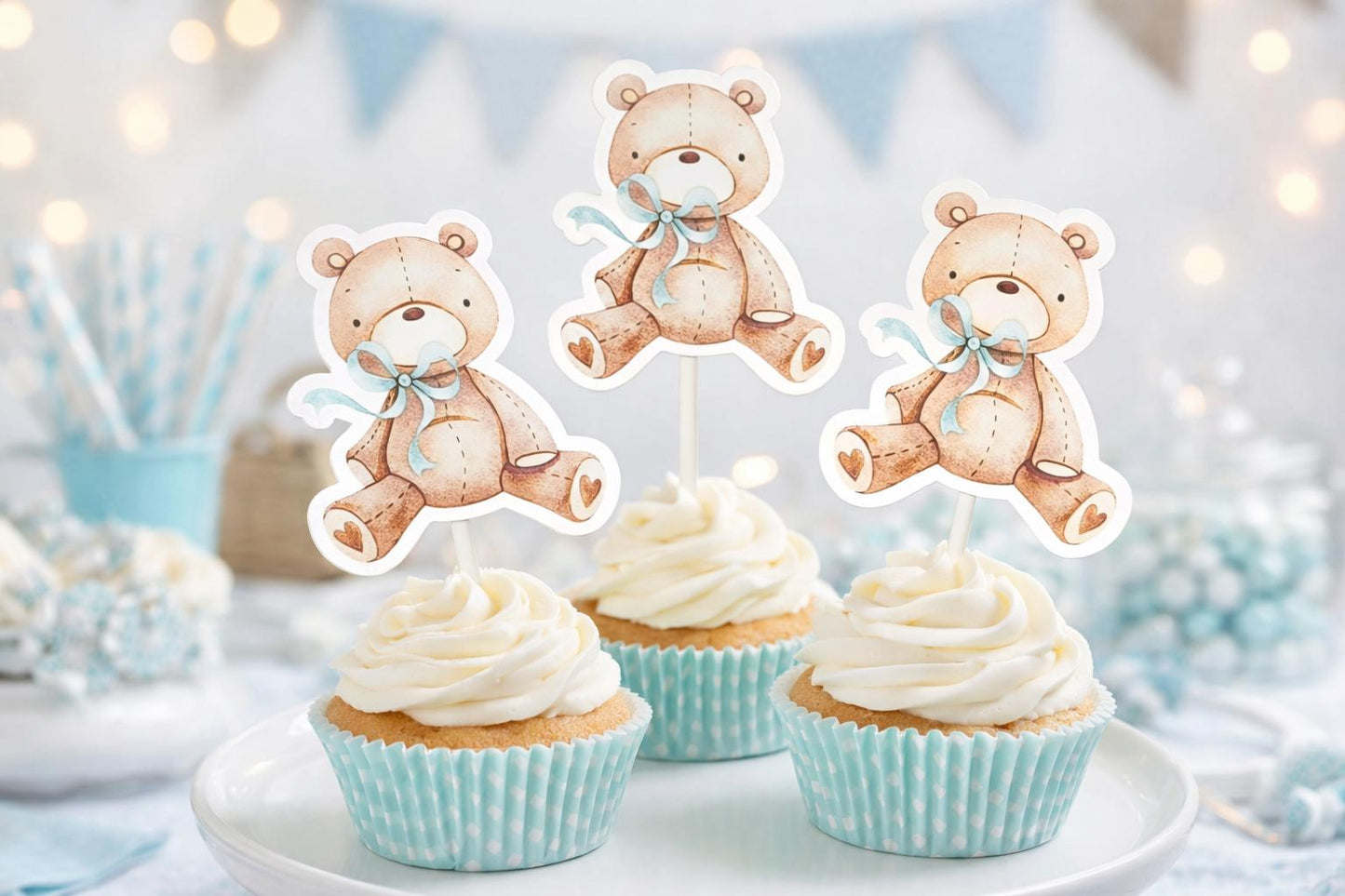Teddy Bear Cupcake Toppers, Teddybear Cupcake Toppers