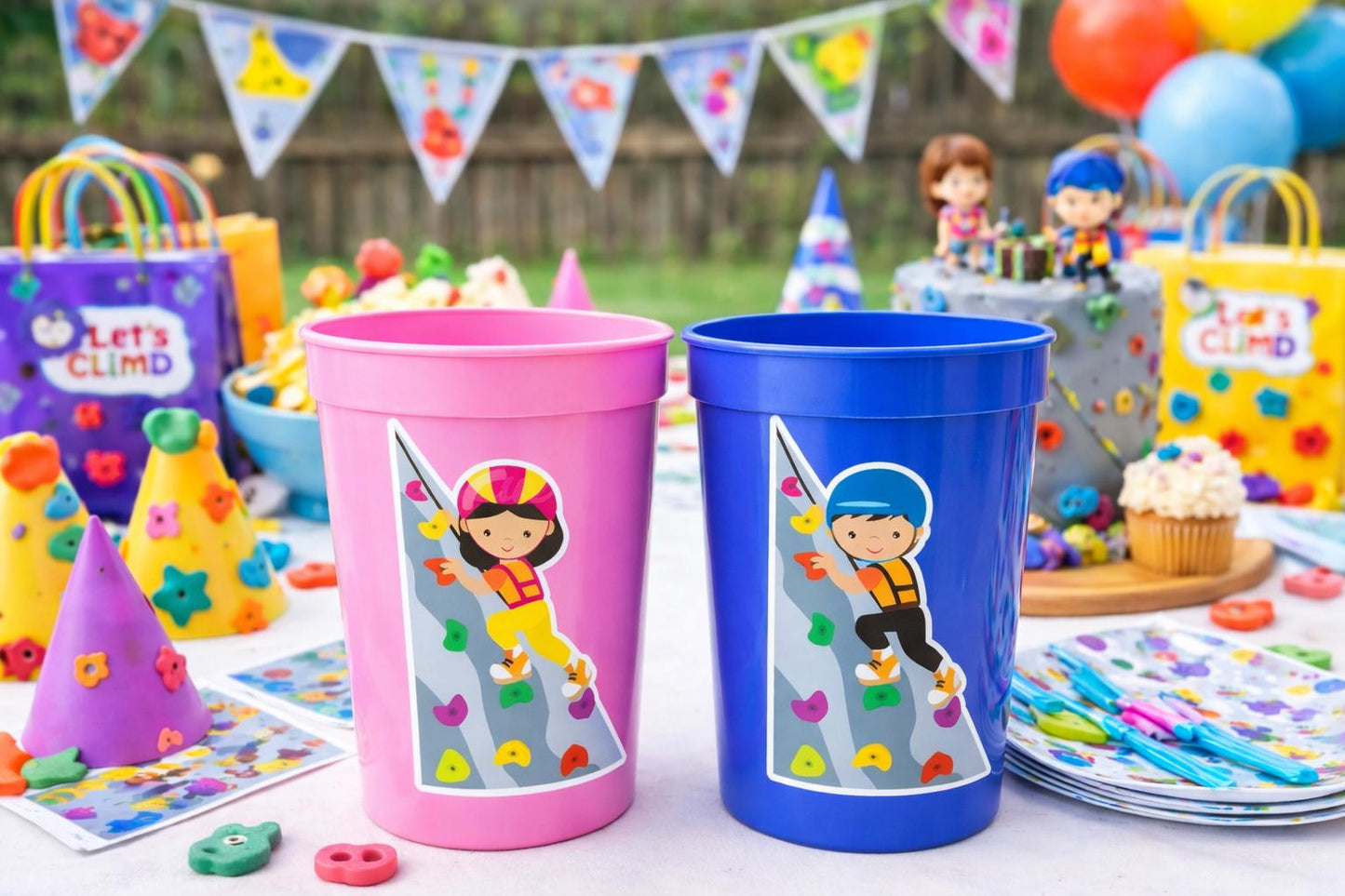 ROCK CLIMBING PARTY Cups -Rock Climbing Birthday Cups Rock Climber Cups Rock Climbing Party Decorations Rock Climb Cups Rock Climbing Favors