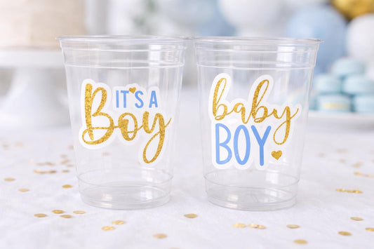 IT'S A BOY PARTY Cups Boy Baby Shower Cups It's A Boy Baby Shower Favor Gender Neutral Baby Shower Favor Baby Boy Favor Cups Blue and Gold