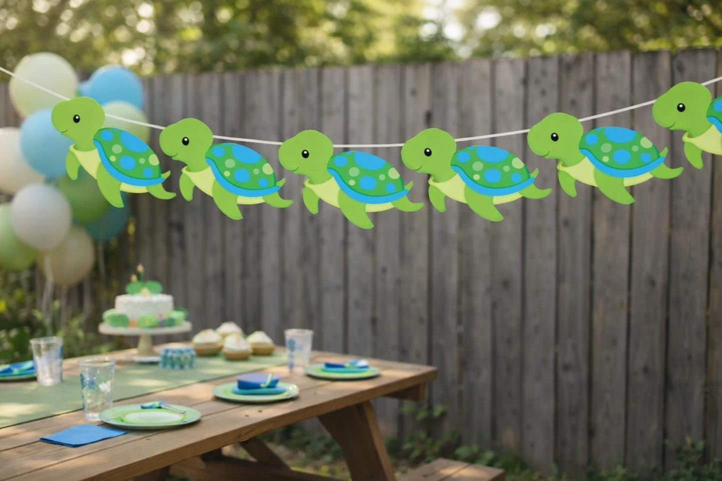 Turtle Garland, Turtle Banner, Turtle Decorations, Under the Sea Banner, Garland, Green Turtle, Baby Shower, Photo Prop