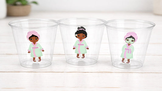 SPA PARTY CUPS - Spa Birthday Party Spa Party Favors Spa Party Decorations Spa Treat Cups Spa Birthday African American Spa Cups