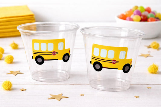 School Bus Party Cups - School Cups School Bus Birthday School Bus Party School Bus Favors Teachers Gift Gift for Teacher Back To School