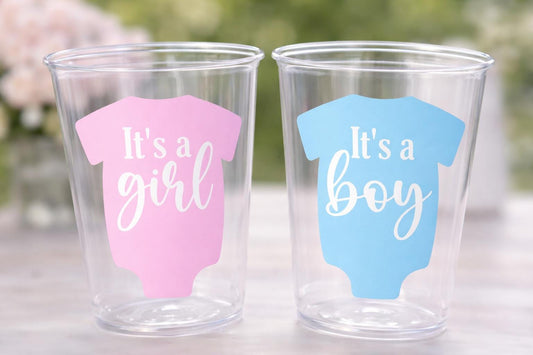 GENDER REVEAL Party Cups - Pink and Blue Party Favors It's A Boy Cups It's A Girl Cups Gender Reveal Gender Reveal Decorations Baby Shower