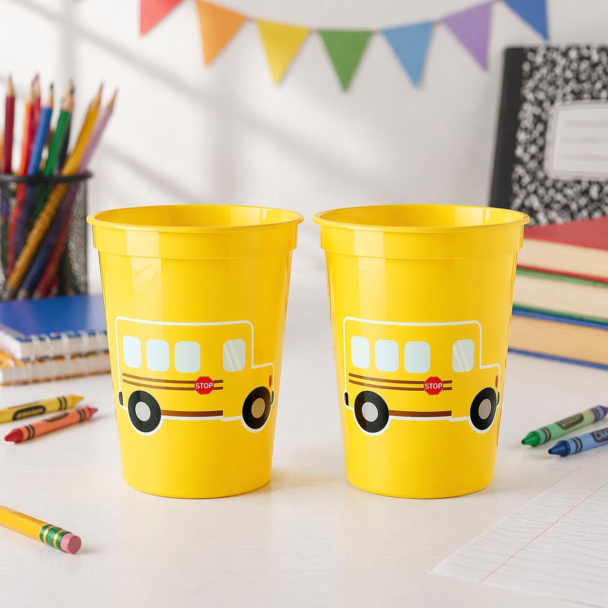 School Bus Party Cups - School Bus Birthday, School Bus Party, School Bus Favors, Teachers Gift, Back To School, Graduation Party Cups